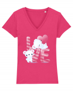 Valentine Polar Bear In Love Tricou mânecă scurtă guler V Damă Evoker