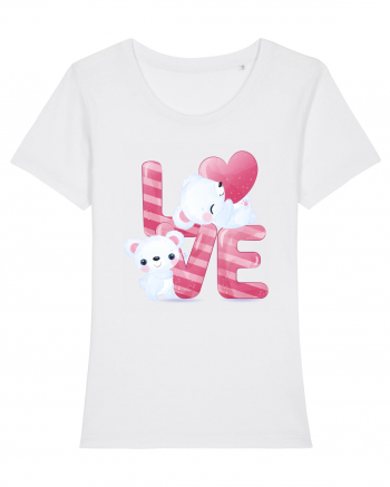 Valentine Polar Bear In Love White