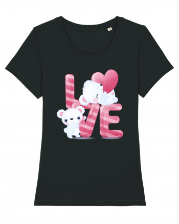 Valentine Polar Bear In Love Black