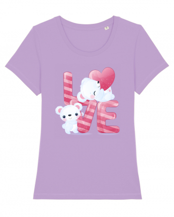 Valentine Polar Bear In Love Lavender Dawn