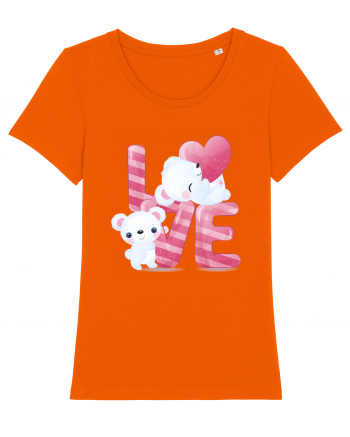 Valentine Polar Bear In Love Bright Orange