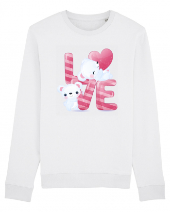 Valentine Polar Bear In Love White