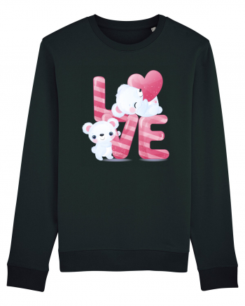 Valentine Polar Bear In Love Black