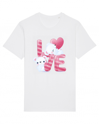 Valentine Polar Bear In Love White