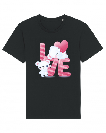 Valentine Polar Bear In Love Black