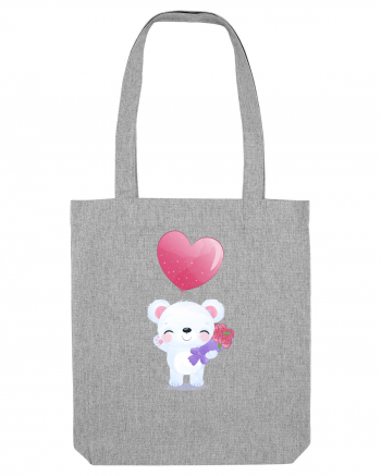 Happy Valentine Polar Bear Heather Grey