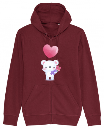 Happy Valentine Polar Bear Burgundy