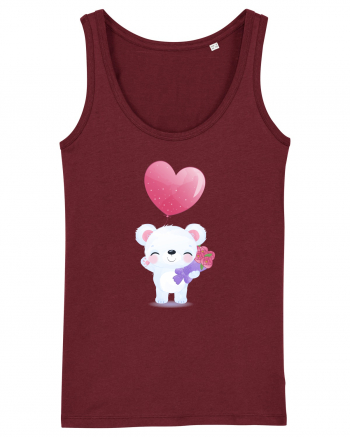 Happy Valentine Polar Bear Burgundy