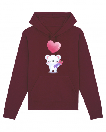 Happy Valentine Polar Bear Burgundy