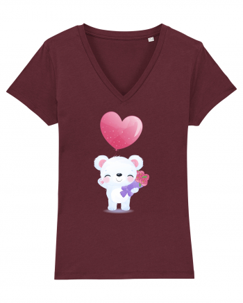 Happy Valentine Polar Bear Burgundy