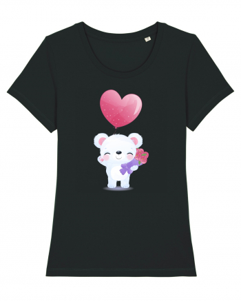 Happy Valentine Polar Bear Black