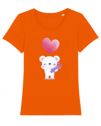 Happy Valentine Polar Bear Bright Orange