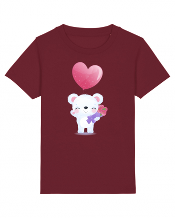 Happy Valentine Polar Bear Burgundy