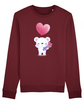 Happy Valentine Polar Bear Burgundy