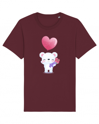 Happy Valentine Polar Bear Burgundy