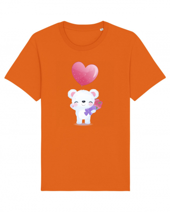 Happy Valentine Polar Bear Bright Orange