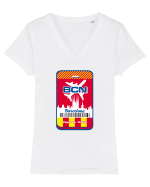 Barcelona airport tag Tricou mânecă scurtă guler V Damă Evoker