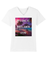 IT S TIME TO WRITE A NEW STORY Tricou mânecă scurtă guler V Bărbat Presenter