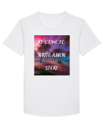 IT S TIME TO WRITE A NEW STORY Tricou mânecă scurtă guler larg Bărbat Skater