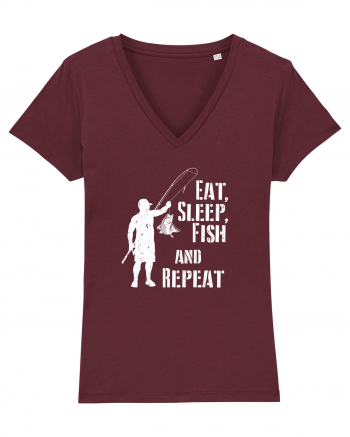 Eat sleep fish repeat Burgundy