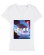 SINGAPORE Tricou mânecă scurtă guler V Damă Evoker