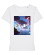 SINGAPORE Tricou mânecă scurtă guler larg fitted Damă Expresser