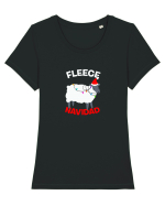 Fleece Navidad Tricou mânecă scurtă guler larg fitted Damă Expresser