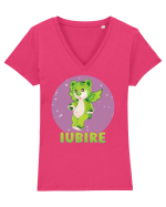 Iubire cu ursuleț - v5 Tricou mânecă scurtă guler V Damă Evoker