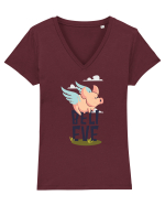 Believe Flying Pig Tricou mânecă scurtă guler V Damă Evoker