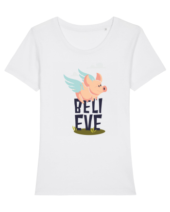 Believe Flying Pig White
