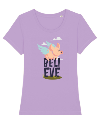 Believe Flying Pig Lavender Dawn