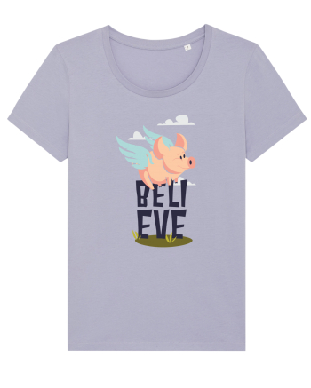 Believe Flying Pig Lavender