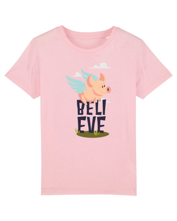 Believe Flying Pig Cotton Pink
