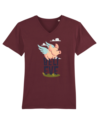 Believe Flying Pig Burgundy
