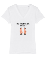 NU ÎNCETA SĂ CREZI Tricou mânecă scurtă guler V Damă Evoker