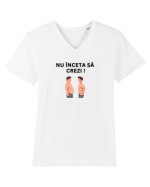 NU ÎNCETA SĂ CREZI Tricou mânecă scurtă guler V Bărbat Presenter
