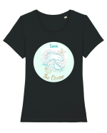 SAVE THE OCEAN Tricou mânecă scurtă guler larg fitted Damă Expresser