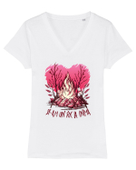 Și-am un foc la inimă Tricou mânecă scurtă guler V Damă Evoker