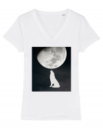 MOON - WOLF Tricou mânecă scurtă guler V Damă Evoker