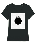 UMOR NEGRU Tricou mânecă scurtă guler larg fitted Damă Expresser