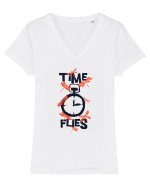 Time Flies Tricou mânecă scurtă guler V Damă Evoker