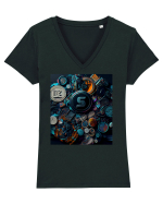 DIGITAL ART 28 Tricou mânecă scurtă guler V Damă Evoker