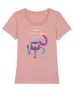 Wine, A Hug In A Glass Tricou mânecă scurtă guler larg fitted Damă Expresser