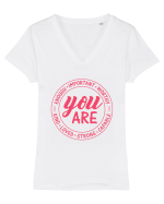 You are enough important worthy kind loved strong capable w Tricou mânecă scurtă guler V Damă Evoker