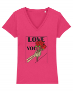 LOVE YOU Tricou mânecă scurtă guler V Damă Evoker