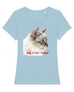 Hug a cat today Tricou mânecă scurtă guler larg fitted Damă Expresser