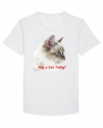 Hug a cat today Tricou mânecă scurtă guler larg Bărbat Skater