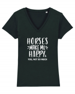 Horses Tricou mânecă scurtă guler V Damă Evoker