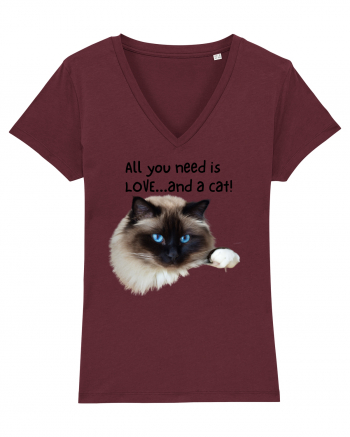 All you need is LOVE... and a cat! Burgundy