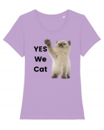 Yes We Cat, Pisica British Shorthair alba Tricou mânecă scurtă guler larg fitted Damă Expresser